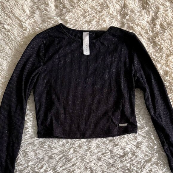 MISSGUIDED ★ Shimmer Ribbed Long Sleeve Top - Picture 1 of 4